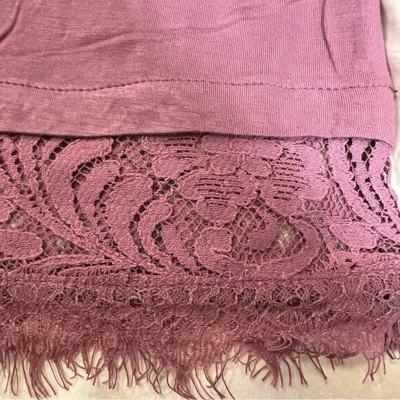 Amaryllis Womens Mauve Mock Neck Lace Yoke Butterfly Sleeve Blouse Top Size M - Picture 12 of 14